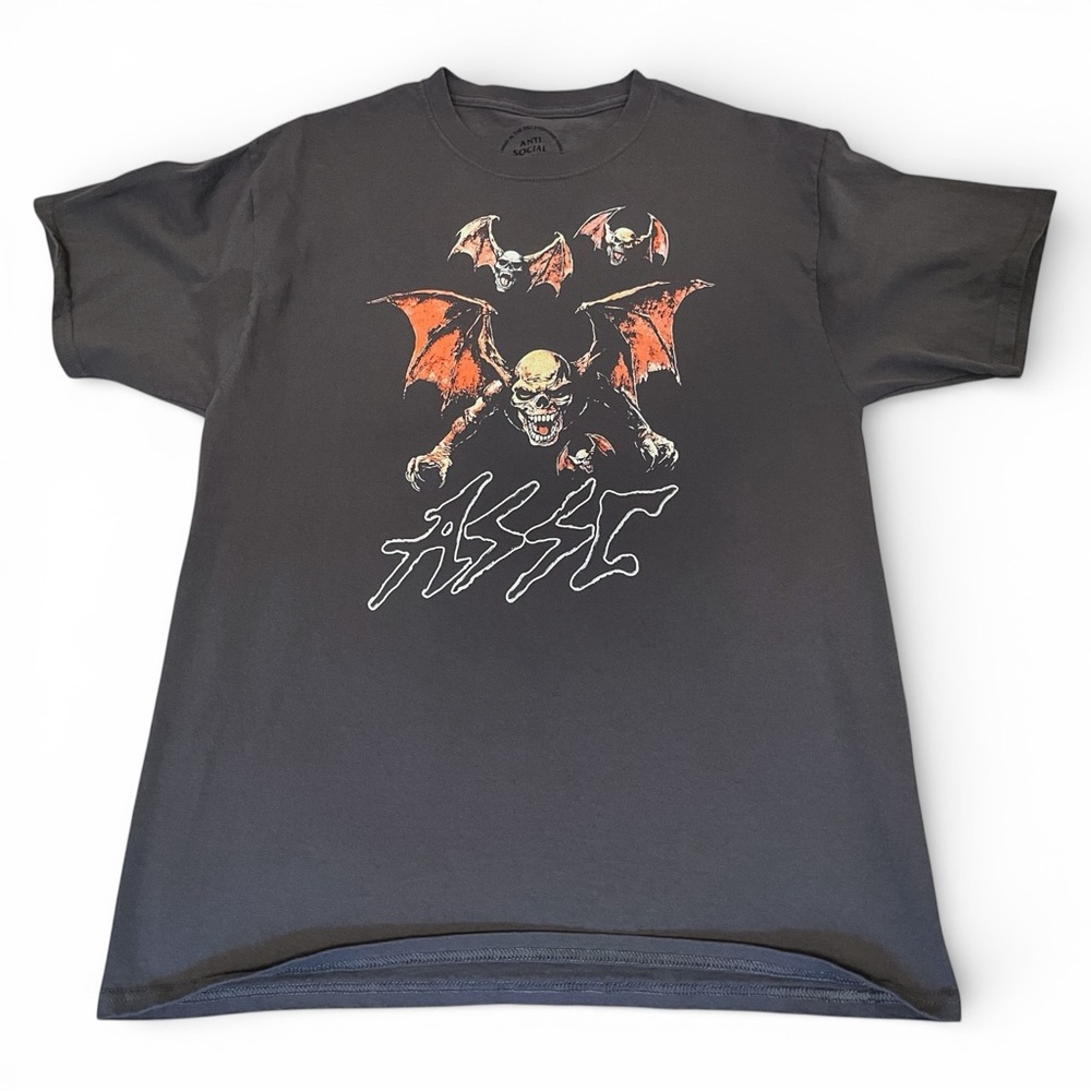 Anti Social Social Club Grey Tee with Orange and White Graphic